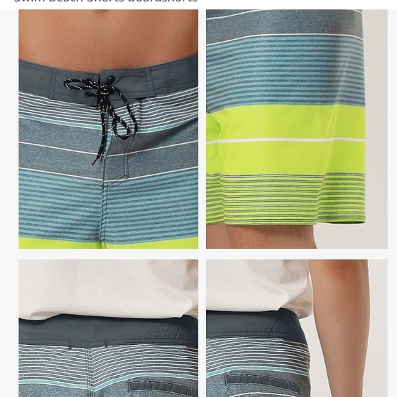 Lars Amadeus Men's Summer Printed Drawstring Color Block Swim Beach Shorts NWOT - Picture 3 of 4